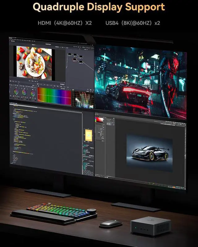 Alt view image 2 of 5 - MINISFORUM Venus Series UM790 Pro Mini PC AMD Ryzen 9 7940HS(8C/16T, up to 5.2GHz) 64GB DDR5 1TB PCIe4.0 SSD Micro PC, 2xUSB4(DP|8K)/ 2xHDMI(4K)/ BT5.2/ 4xUSB3.2 Mini Tower PC