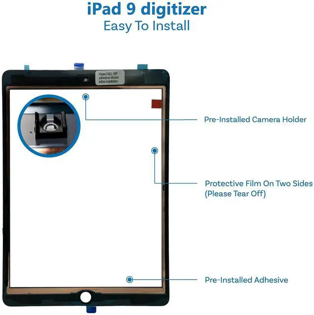 Alt view image 5 of 5 - MMOBIEL Digitizer Screen Replacement Compatible with iPad 9 - Front Glass Touch - 10.2 inch - 2021 - Incl. Toolkit - Black