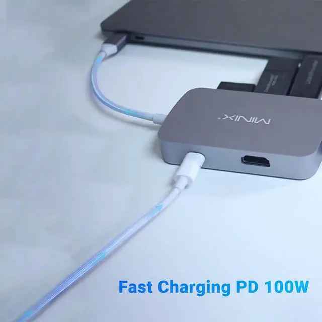 Alt view image 3 of 5 - MINIX USB C Adapter, 7 in 1 USB C Hub Muliport Adapter 4K HDMI,Gigabit Ethernet, 2 USB 3.0, 100W PD Charging, SD/TF Card Reader, Compatible with MacBook Pro/Air, iPad Air/Pro, iMac, Laptop, PC