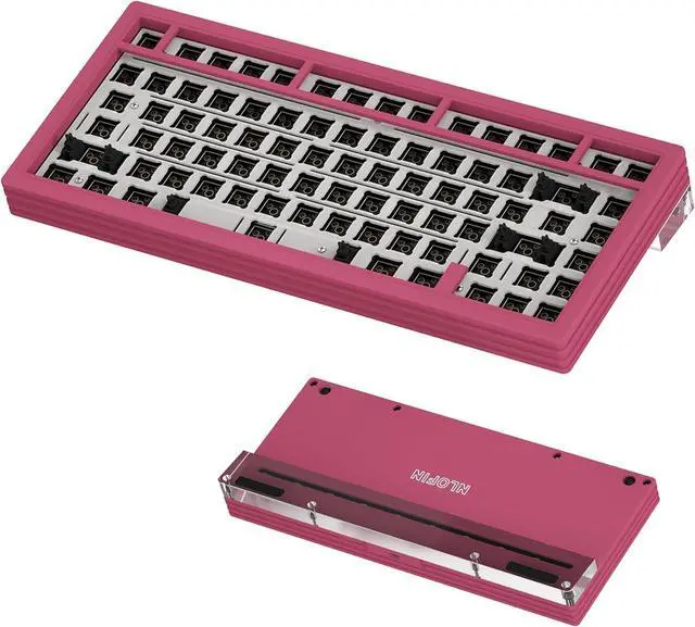 Main image of NLOFIN Custom Mechanical Keyboard Base,Modular Aluminum Keyboard Base, RGB Backlighting Suitable for Win/Mac/Gaming (Pink)