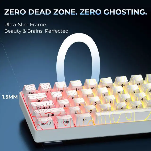 Alt view image 4 of 5 - OHY XVX HE68 60 Percent Gaming Keyboard,Hall Effect Magnetic Switches, CNC Aluminum Frame, Rapid Trigger Keyboard w Topographic IMD Keycaps, 8KHz Polling Rate, Adjustable Actuation,Hot-Swap-White