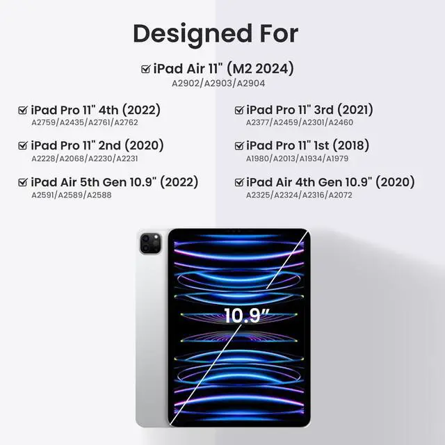 Alt view image 2 of 5 - OPAKIT Keyboard Case for iPad Air 5th/4th Pro 11 inch, 7-Color Backlit Detachable Wireless Keyboard Case with Pencil Holder, Stand Folio Cover for Gen 2020/2022, Pro 4th/3rd/2nd/1st Gen, Black