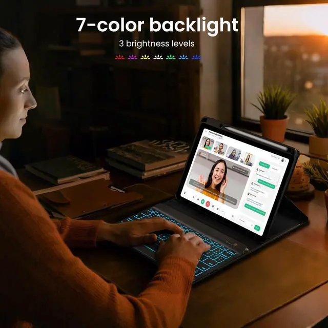 Alt view image 5 of 5 - OPAKIT Keyboard Case for iPad Air 5th/4th Pro 11 inch, 7-Color Backlit Detachable Wireless Keyboard Case with Pencil Holder, Stand Folio Cover for Gen 2020/2022, Pro 4th/3rd/2nd/1st Gen, Black