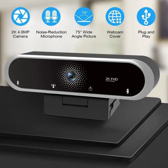 Alt view image 2 of 5 - NIVEOLI Webcam 2K with Microphone and Webcam Cover Plug and Play with Auto Light Correction for Laptop PC Desktop for Live Streaming Video Call Conference Online Lessons Game