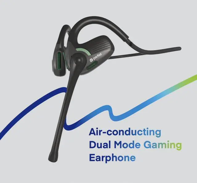 Alt view image 4 of 5 - perfell BH4 Air Conduction Dual Mode Gaming Headset with mic,Wireless Bluetooth 5.4 Open Ear Headphones for PC Laptop Office Working, Low Latency, Ultra-Lightweight 25g, 10-Hrs Playtime, 12m Range