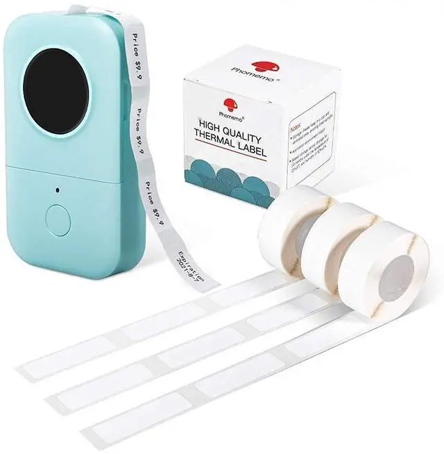 Main image of Phomemo D30 Label Maker (Green)-with 3/8" X1 7/8" (12mm X 50mm) 130 Labels/Roll, D30 Thermal Printing Label Paper, 3 Roll,White D30 Bundle