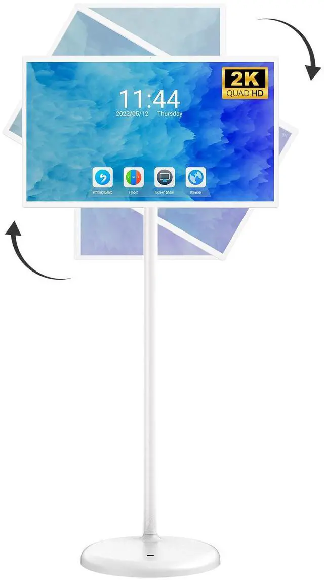 Main image of OHYEAHSPIN 32 Inch Portable Smart Monitor on Wheels, 2K Touch Smart Screen Android OS, 8H Video Play Time, Remote Control Support Type-C, USB and HDMI Port Support Wireless Mouse Keyboard