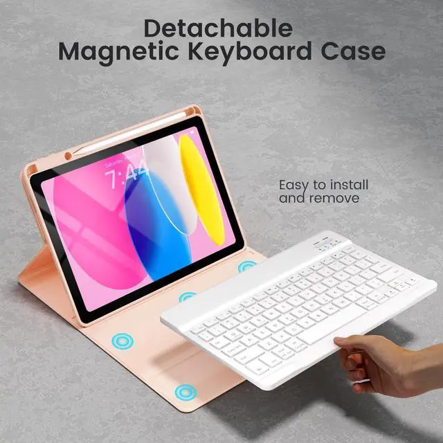Alt view image 3 of 5 - OPAKIT Keyboard Case for iPad 10th Generation 2022 & A16 11th Generation 2025(10.9/11 inch), Detachable Wireless Keyboard, Stand Folio Keyboard Case with Pencil Holder for New iPad 10th Gen 2022-Pink
