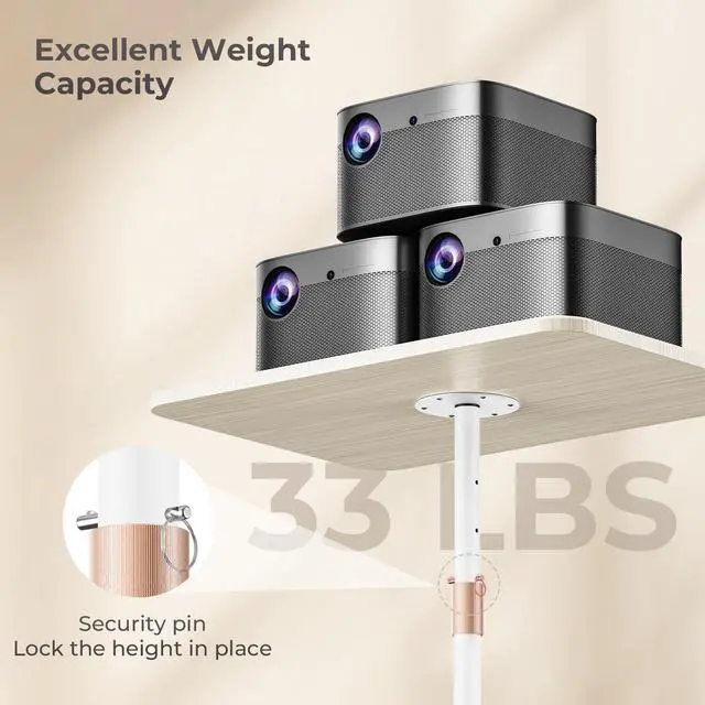 Alt view image 4 of 5 - POLESTO Portable Laptop Floor Stand, Bedside/Sofa Table with Height Adjustable 18''~48'', Sleek Wooden Lectern Standing Desk Mobile Podium for Home, Office, School, White