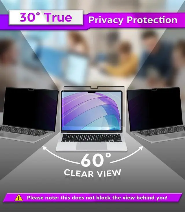 Alt view image 4 of 5 - PYS MacBook Air 13.6 Inch Magnetic Privacy Screen for M2 Chip 2022 (A2681) - Removable Anti-Spy Laptop Shield