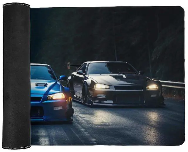 Alt view image 3 of 5 - Large Mouse Pad Gaming Mousepad R34 Sports Car Racing JDM Car Cool Big Computer Desk Mat Desk Pad for Keyboard and Mouse Mat Non-Slip Base 40x90cm