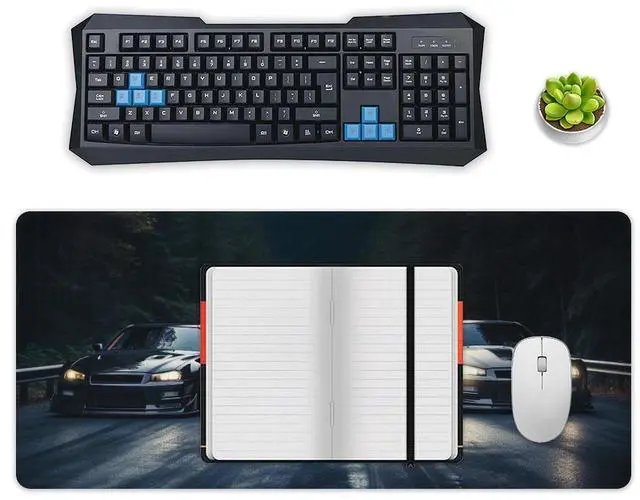 Alt view image 4 of 5 - Large Mouse Pad Gaming Mousepad R34 Sports Car Racing JDM Car Cool Big Computer Desk Mat Desk Pad for Keyboard and Mouse Mat Non-Slip Base 40x90cm