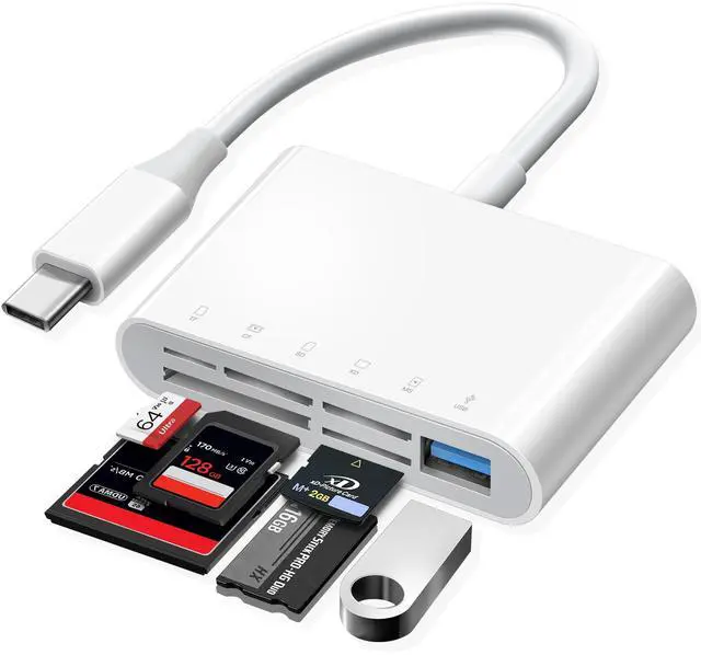 Main image of Oyuiasle USB C SD Card Reader USB-C to SD MicroSD XD Picture MS Memory Stick Compact Flash Cards, Type C 6 Slots Trail Cameras Viewer Adapter for iPhone 15 16 iPad Mac Laptop MacBook More USBC Devices
