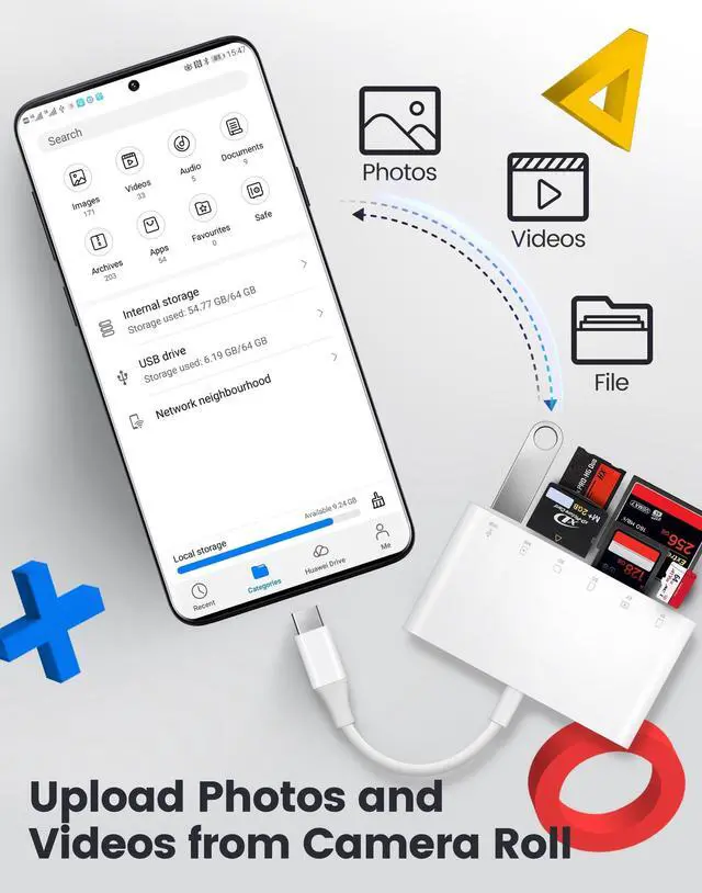 Alt view image 4 of 5 - Oyuiasle USB C SD Card Reader USB-C to SD MicroSD XD Picture MS Memory Stick Compact Flash Cards, Type C 6 Slots Trail Cameras Viewer Adapter for iPhone 15 16 iPad Mac Laptop MacBook More USBC Devices