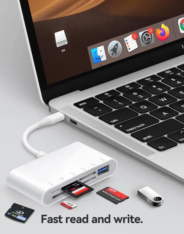 Alt view image 5 of 5 - Oyuiasle USB C SD Card Reader USB-C to SD MicroSD XD Picture MS Memory Stick Compact Flash Cards, Type C 6 Slots Trail Cameras Viewer Adapter for iPhone 15 16 iPad Mac Laptop MacBook More USBC Devices