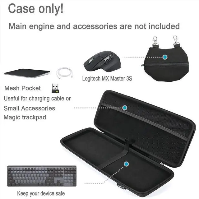 Alt view image 2 of 5 - RAIACE Hard Storage Case Compatible with Logitech MX Mechanical Wireless Illuminated Performance Keyboard. (Case Only) - Black