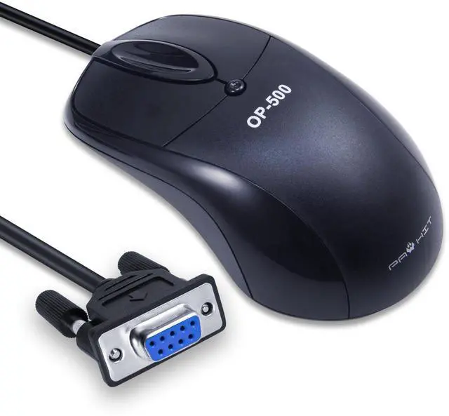 Main image of PAWHITS Industrial RS232 COM Port Mechanical Mouse, 9-Pin Serial Interface for CNC Machines, PLC Control Systems, 1.6M Anti-Interference Cable, 1600DPI, IP54 Dustproof (Black)