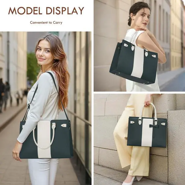 Alt view image 2 of 5 - Laptop Bag for Women 15.6 Inch Laptop Tote Bag Waterproof Pu Leather Work Bag Computer Briefcase Office Teacher Handbag