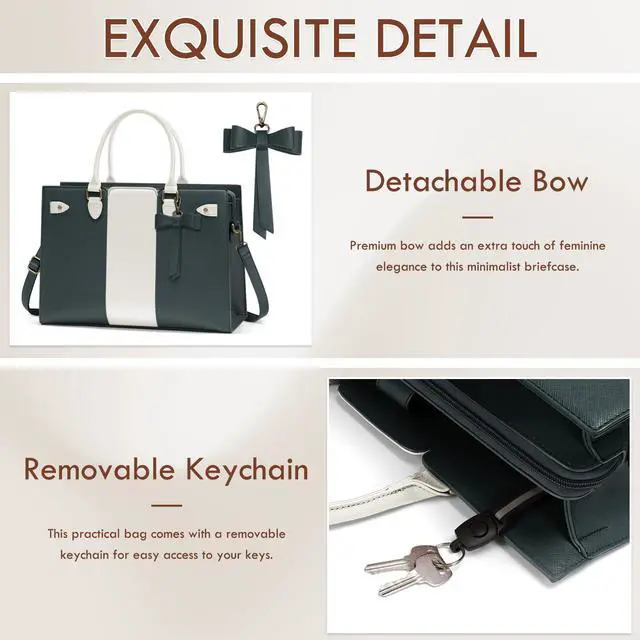 Alt view image 5 of 5 - Laptop Bag for Women 15.6 Inch Laptop Tote Bag Waterproof Pu Leather Work Bag Computer Briefcase Office Teacher Handbag