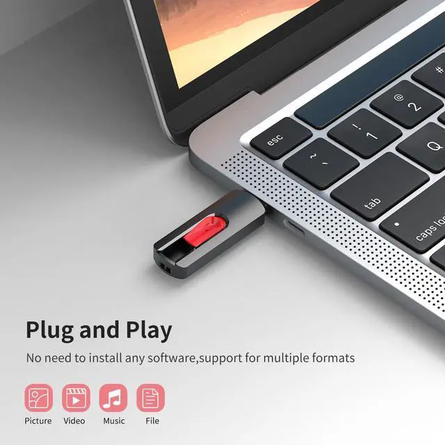 Alt view image 2 of 5 - RAOYI 10Pcs 32GB USB Flash Drives Slide Retractable Memory Stick Bulk USB 2.0 Thumb Drive Jump Drive Zip Drive USB Sticks Data Storage Backup for PC Mac (32G, Red)