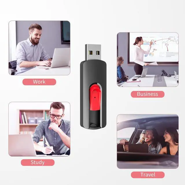 Alt view image 3 of 5 - RAOYI 10Pcs 32GB USB Flash Drives Slide Retractable Memory Stick Bulk USB 2.0 Thumb Drive Jump Drive Zip Drive USB Sticks Data Storage Backup for PC Mac (32G, Red)