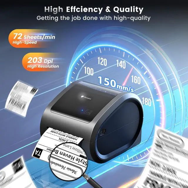 Alt view image 2 of 5 - Phomemo D520BT Thermal Printer, 4x6 Shipping Label Printer for Small Business, Desktop Thermal Label Printers for Shipping Packages, Compatible with , Shopify, USPS, Grey