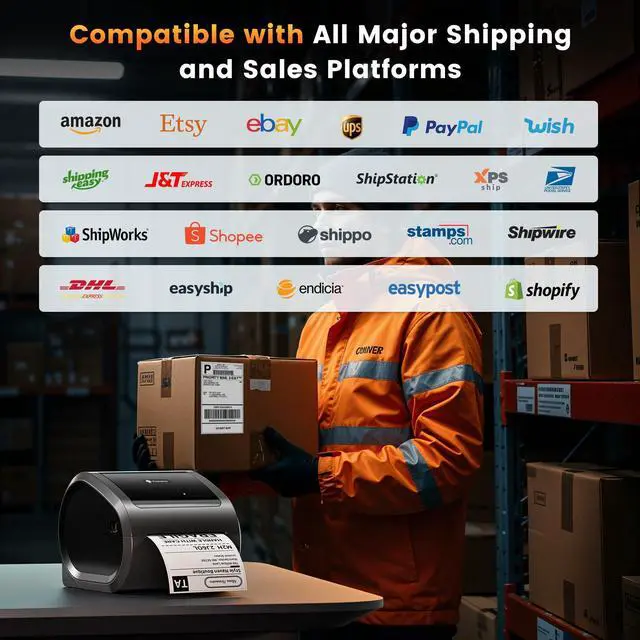 Alt view image 4 of 5 - Phomemo D520BT Thermal Printer, 4x6 Shipping Label Printer for Small Business, Desktop Thermal Label Printers for Shipping Packages, Compatible with , Shopify, USPS, Grey