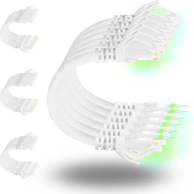 Main image of Rapink Patch Cables Cat6 2ft (24 Pack), Ethernet Patch Cable 10G Support, Cat 6 Patch Cable for Patch Panel to Switch, Flexiable Cat 6 Ethernet Cable with Gold Plated White