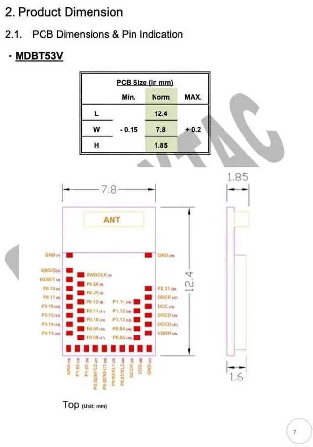 Alt view image 3 of 5 - MDBT53V-1M Nordic nRF5340 Dual Core Chip ANT 25 GPIO Bluetooth Module BT5.2 FCC IC CE Telec KC SRRC (3pcs Pak)