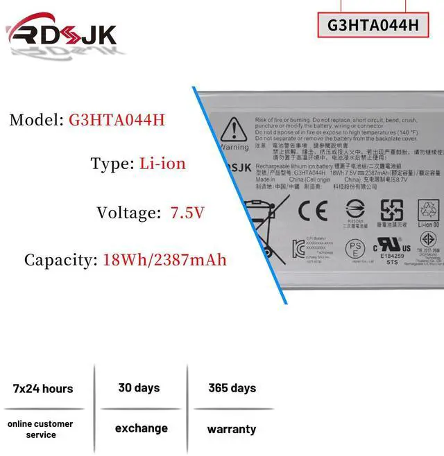 Alt view image 2 of 5 - RDSJK G3HTA044H DAK822470K G3HTA020H Tablet Screen Battery for Microsoft Surface Book 1 2 1703 1704 1705 CR7 13.5" CR7-00005 CR7-00007 Book 2 128GB 256GB 512GB 1TB 2-in-1 Series 7.5V 18Wh with Tools