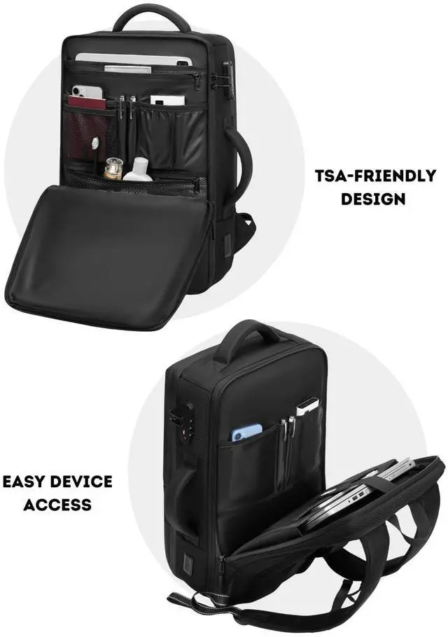 Alt view image 5 of 5 - POIXM 70L Vacuum Backpack for Travel with Pump, Expandable Vacuum Seal Compression Airback Backpack with TSA Lock, Charging Port, fit 19" Laptop, Water Waterproof, for Business Trip, College, Camping