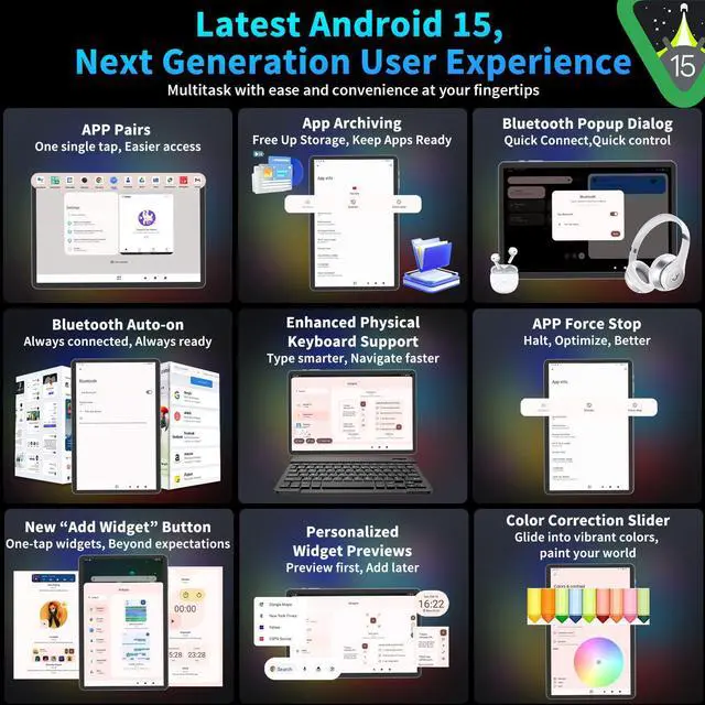 Alt view image 4 of 5 - Relndoo 2025 Android 15 Tablet with Keyboard, 24GB+128GB+2TB Expand, 10 Inch Octa-Core 2-in-1 Tablets with 5G/2.4G WiFi, 8000mAh, BT5.0, GMS Certified, with Mouse, Case, Stylus, Split Screen(Green)