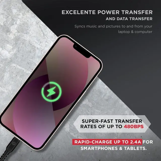 Alt view image 5 of 5 - POWERPEAK Lightning Cable 6ft, Braided Nylon Metallic iPhone Charger Cord, (MFi Certified) Lightning & Sync Cable Compatible iPhone 14/13 mini/13/12/11 Pro MAX/XR/XS/8/7/Plus/6S/SE/iPad - Black