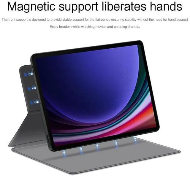 Alt view image 2 of 5 - QYiiD Magnetic Case for Galaxy Tab S10 Plus/Galaxy Tab S9 FE+ / S9 FE Plus 12.4-Inch with S-Pen Holder, Lightweight and Slim Magnetic Stand Case with Auto Sleep/Wake Cover for S10+/S9+/S9 FE+, Gary