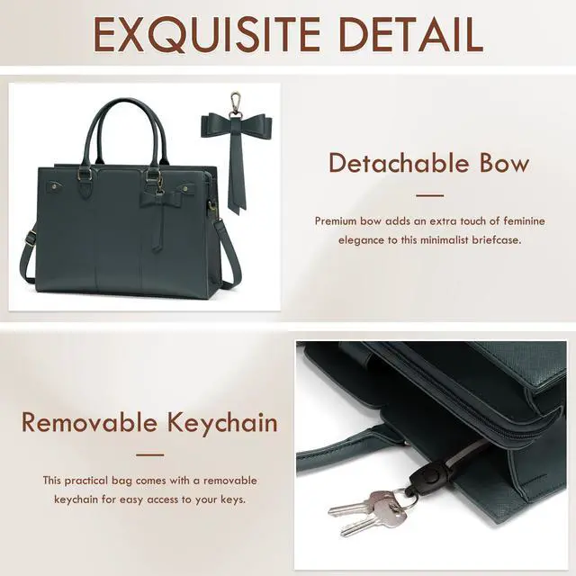 Alt view image 5 of 5 - Laptop Bag for Women 15.6 Inch Laptop Tote Bag Waterproof Pu Leather Work Bag Computer Briefcase Office Teacher Handbag