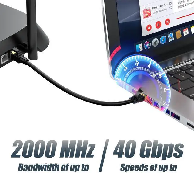 Alt view image 2 of 5 - Cat 8 Ethernet Cable 1 FT 24-Pack, 40Gbps 2000MHz High Speed Cat8 Internet Cable, Shielded RJ45 Outdoor/Indoor Fastest LAN Cable for Router, Switch, Modem, PC, NAS, Patch Panel, Server, Gaming