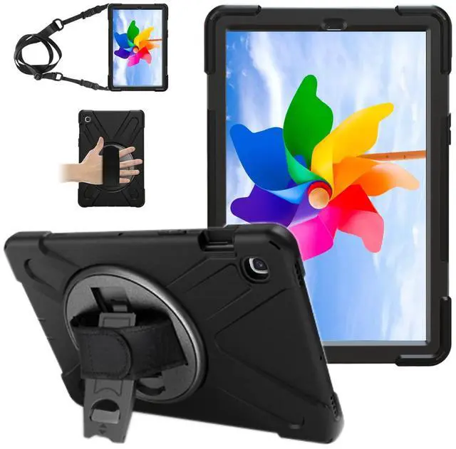 Alt view image 3 of 5 - Shockproof Case for Samsung Galaxy Tab S5e 10.5 2019 (SM-T720 SM-T725 SM-T727),Portable Heavy Duty Tablet Cover with 360 Rotating Stand Handle Strap & Shoulder Belt Carrying Case (New Black)
