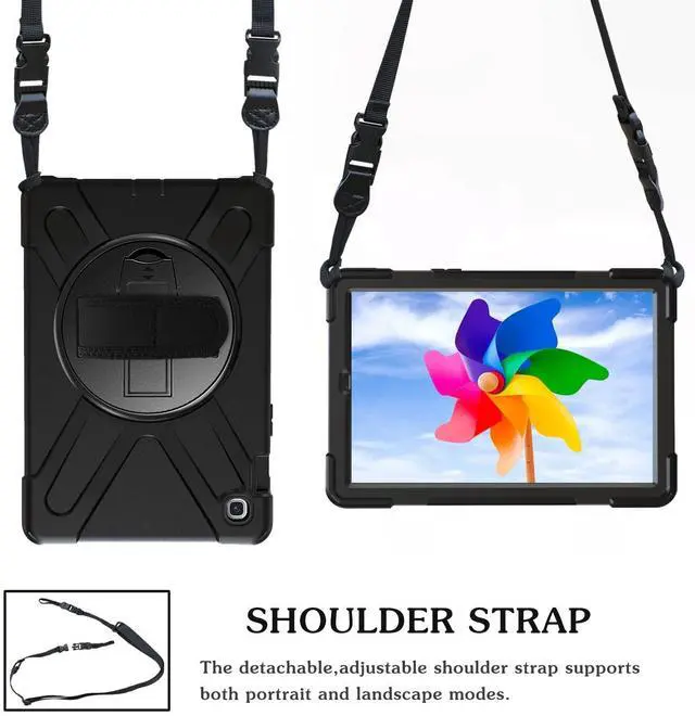 Alt view image 5 of 5 - Shockproof Case for Samsung Galaxy Tab S5e 10.5 2019 (SM-T720 SM-T725 SM-T727),Portable Heavy Duty Tablet Cover with 360 Rotating Stand Handle Strap & Shoulder Belt Carrying Case (New Black)