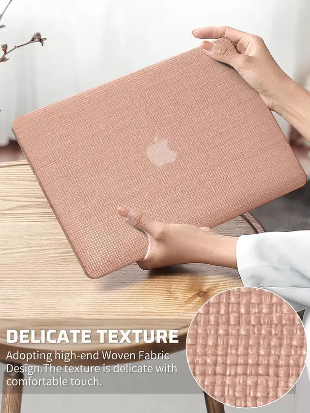 Alt view image 2 of 5 - Seorsok Compatible with MacBook Pro 16 inch Case 2024-2021 M4 M3 M2 M1 A3403 A3186 A2991 A2780 A2485 Touch ID,Elegant Leather Plastic Hard Shell Case with Transparent Keyboard Cover,Reddish Woven