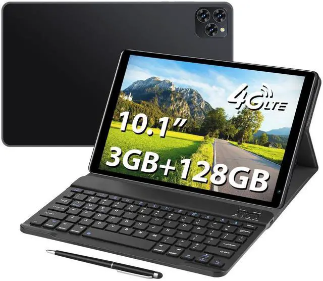 Main image of Aidekunlin Tablet with Keyboard,10.1 inch Screen,3GB RAM,128G+128G Memory,4G LTE Android Tablet with Dual SIM Slots, 5MP+16MP Camera, 5000mAh Battery,Notebook Computer(Black, 4)