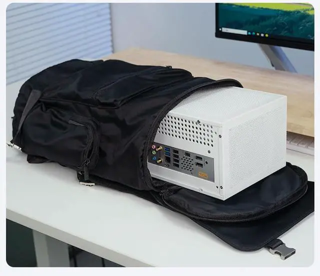 Alt view image 3 of 5 - ShinySnake L300 Mesh Mini ITX Computer Chassis - 8.5L Small Form Factort High Airflow, Vertical GPU Mount 325mm, Dual 120mm Fans, SFX/SFX-L PSU Compatible, PCIe 3.0 & DP 1.4 Cable Included, White
