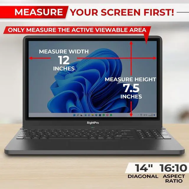 Alt view image 2 of 5 - SightPro 14 Inch 16:10 Laptop Privacy Screen Filter - Computer Monitor Privacy Shield and Anti-Glare Protector