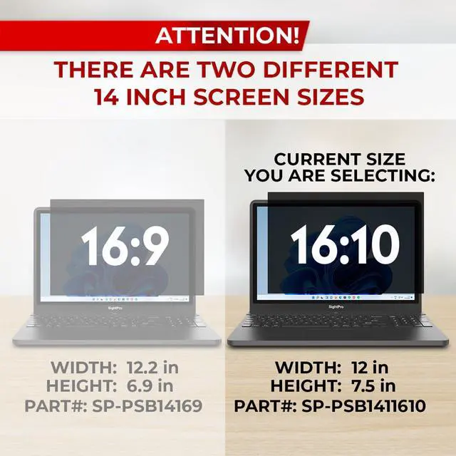 Alt view image 3 of 5 - SightPro 14 Inch 16:10 Laptop Privacy Screen Filter - Computer Monitor Privacy Shield and Anti-Glare Protector