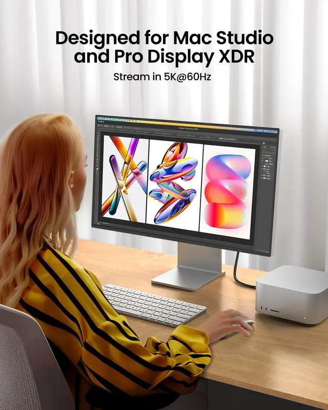 Alt view image 4 of 5 - Silkland Long Right Angle [16.5FT/5M] USB 4 Cable for Thunderbolt 4, 20Gbps Data Sync, 5K/4K@60Hz, 240W Charging, 90 Degree USB C Thunderbolt Cable, Compatible for MacBook, iPhone 16, iPad, SSD, Dock