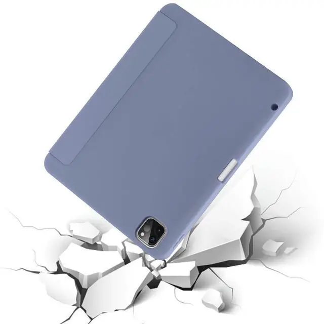 Alt view image 2 of 5 - SIWENGDE Cases for iPad Pro 12.9 Case 6th/5th/4th Generation (2022/2021/2020) with Pencil Holder [Apple Pencil Wireless Charging] Soft TPU Smart Tri-fold Stand Protective Cover(Lavender)