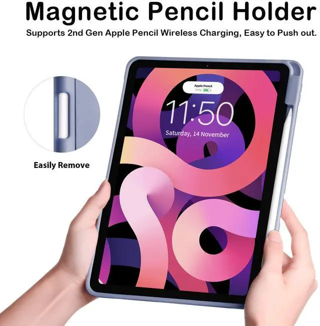 Alt view image 4 of 5 - SIWENGDE Cases for iPad Pro 12.9 Case 6th/5th/4th Generation (2022/2021/2020) with Pencil Holder [Apple Pencil Wireless Charging] Soft TPU Smart Tri-fold Stand Protective Cover(Lavender)