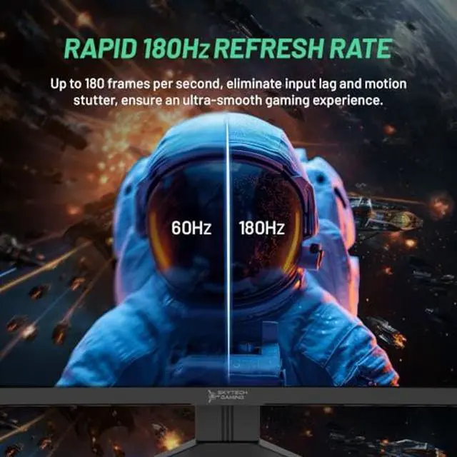 Alt view image 4 of 5 - Skytech Gaming 27-inch Curved Gaming Monitor up to 180Hz, QHD 2K(2560 x 1440), 3.7ms Response Time, 1500R VA Panel, FreeSync & G-Sync Support, Swivel Tilt Height Pivot Adjustable, HDMI & DisplayPort