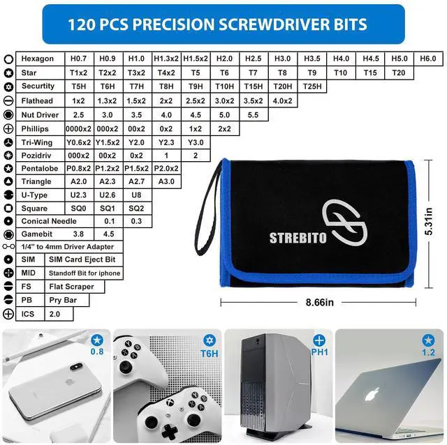 Alt view image 2 of 5 - STREBITO Electronics Precision Screwdriver Sets 142-Piece with 120 Bits Magnetic Repair Tool Kit for iPhone, MacBook, Computer, Laptop, PC, Tablet, PS4, Xbox, Nintendo, Game Console