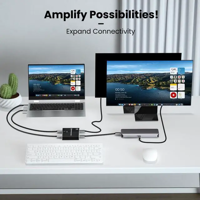 Alt view image 5 of 5 - Sunnymark USB C Switch, 8K@60Hz USB C Switcher 2 Computers Supports 4K@120Hz 40Gbps PD 100W Charging, Bi-Directional Thunderbolt Switch Compatible with Laptops Monitors Docking Stations MacBook
