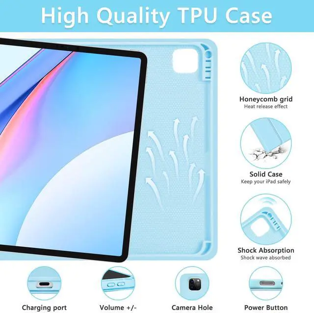 Alt view image 5 of 5 - TaIYanG Keyboard Case for iPad Pro 11-inch (M4) 2024 Model (A2836/A2837/A3006), Detachable Magnetic Bluetooth Keyboard Case with Pencil Holder - Flip Stand Cover for iPad Pro 11 Inch(Blue)